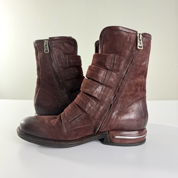 A.S.98 Traver Combat Moto Leather Mid Calf Boots Sequoia Brown Size 38 US 7.5 - Picture 5 of 10